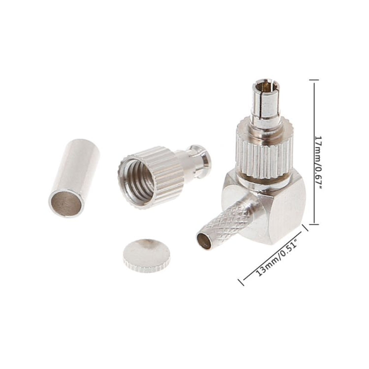 2 in 1 TS9 / CRC9 Male Right Angle RF Coaxial Card Connector for RG174 / 178 / 316 LMR100 2 in 1 TS9 / CRC9 Male Right Angle RF Coaxial Card Connector for RG174 / 178 / 316 LMR100